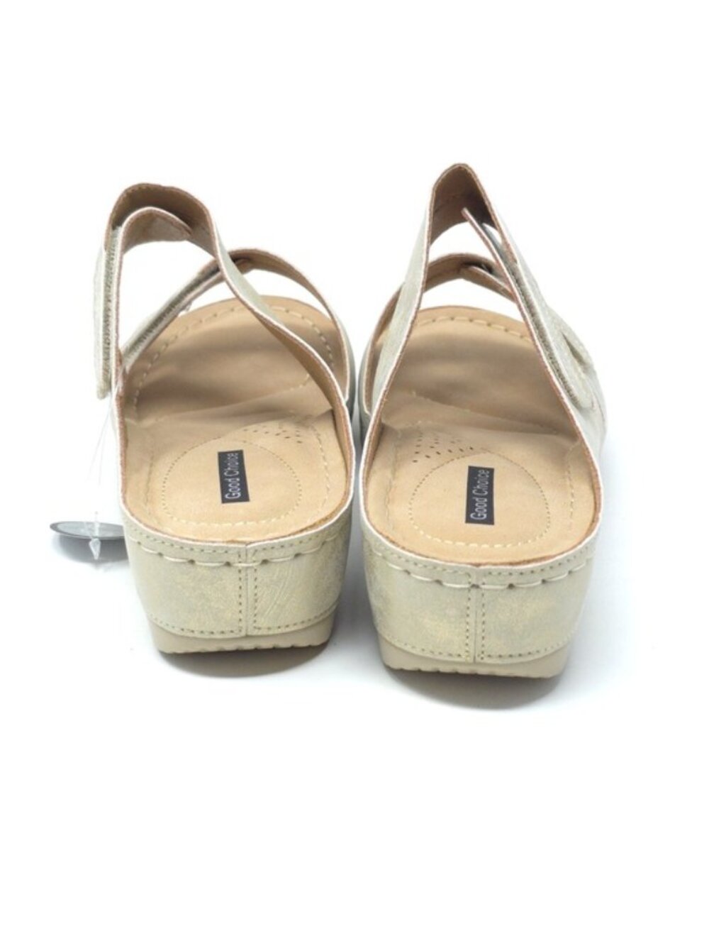 Good Choice Havana Gold Metallic Wedge Slide Sandals Size 10M - Picture 4 of 7
